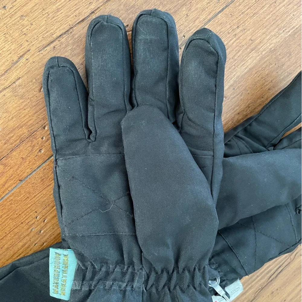 L-Bow Kids Black Waterproof/Breathable Snow Gloves L